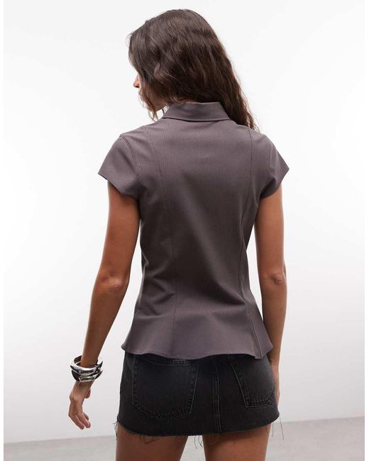 Weekday Gray Cap Sleeve Shirt