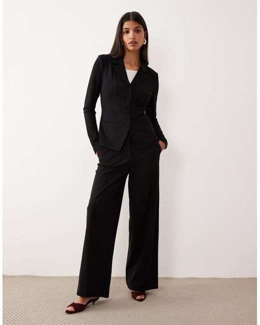 Aware Black Premium Structured Jersey Tailored Pants