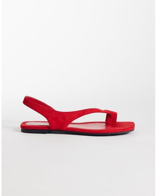Public Desire Red Brynne Flat Sandals