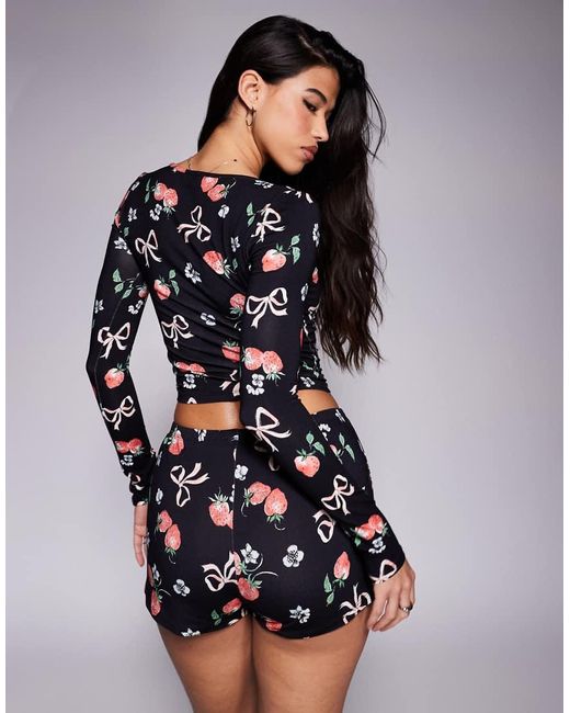 Kaiia Black Exclusive Mix And Match Scoop Neck Pyjama Top Co-ord