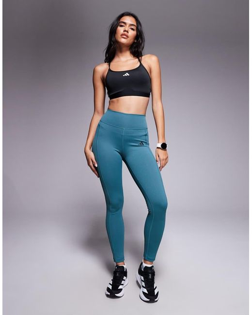 Adidas Originals Blue Adidas Training Optime 7/8 Rib leggings