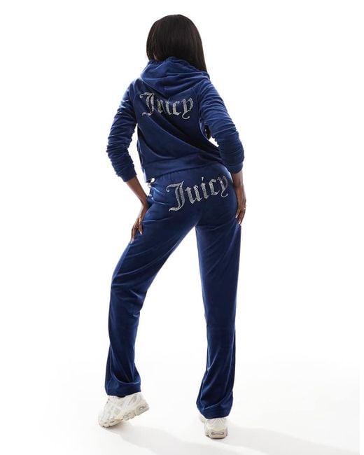 Joggers Azul Marino Oscuro De Pernera Recta De Velour De (Parte De Un Conjunto) Juicy Couture de color Blue