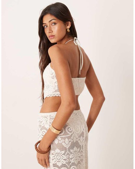 ASOS White Minette Beach Crochet Lace Top Co-Ord