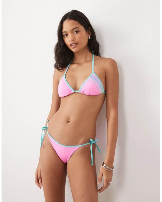 Rip Curl Pink Rip Curl Contrast Trim Triangle Bikini Top