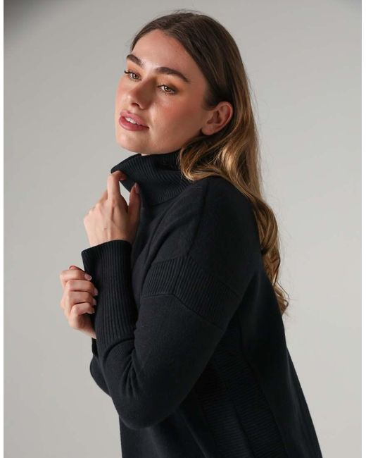 French Connection Blue Cosy Ribbed Roll Neck Long Sleeve Jumper
