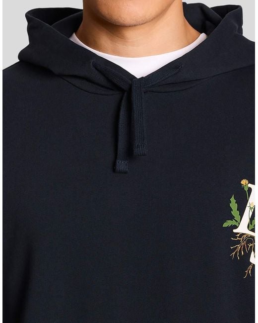 Lyle & Scott Blue Mid Layers Dandelion Script Graphic Hoodie for men