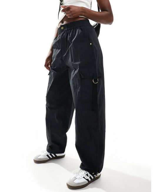 Barbour Black Cargo Parachute Pants