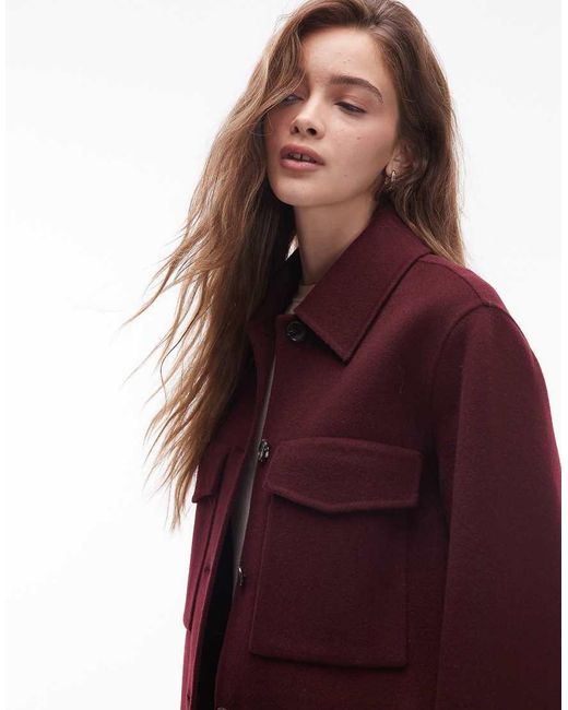 ARKET Purple Double Layer Wool Jacket With Button Front And Front Pockets