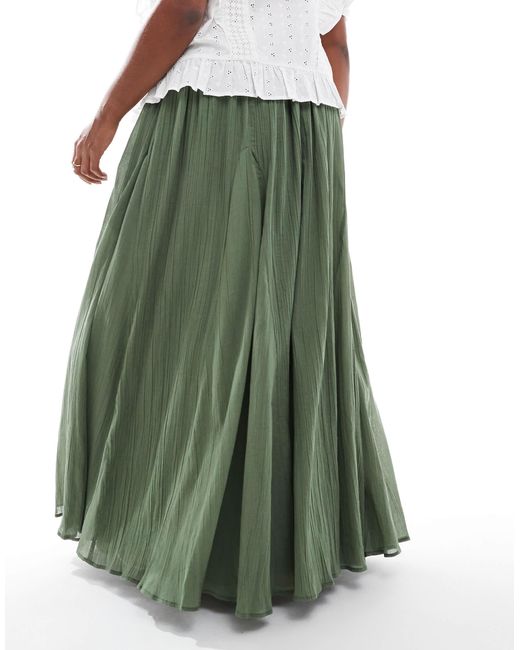 ASOS Green Asos Design Curve Cotton Godet Maxi Skirt