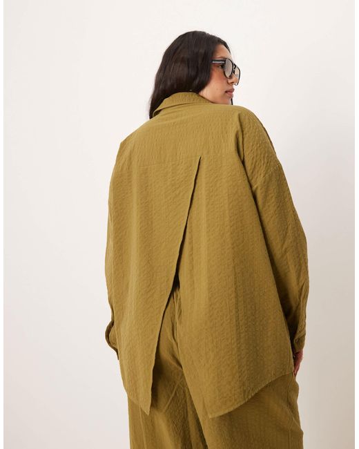 ASOS Green Curve – hemdbluse aus seersucker