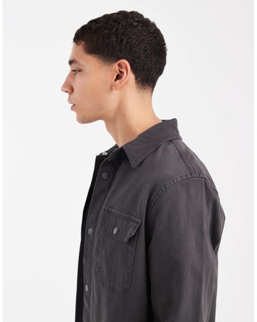 Threadbare Gray Button Front Shacket for men