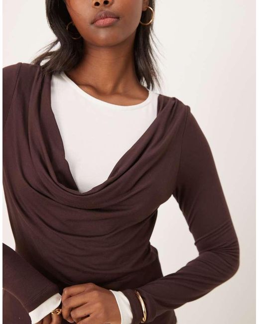 ASOS Purple Cowl Neck Double Layered Top