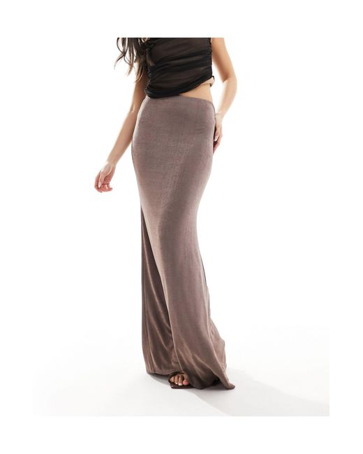 ASOS Brown Textured Slinky Fishtail Maxi Skirt