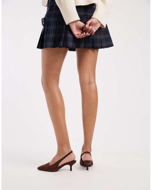 SEQWL Wide Fit Brown Maybach Slingback Kitten Heels