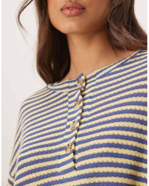 Top A Rayas Amarillas Y Azules Extragrande Con Cuello Panadero De (Parte De Un Conjunto) ASOS de color Gray