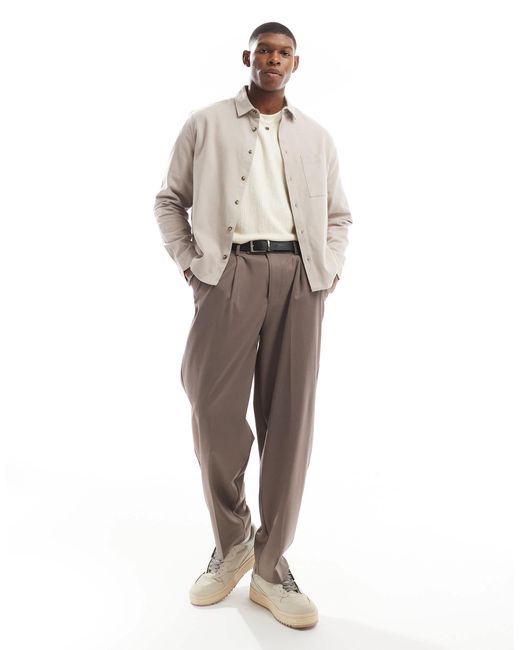 ASOS – kastiges oversize-oxford-hemd in Natural für Herren