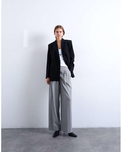 TOPSHOP White High Waisted Two Pleat Tailored Trouser