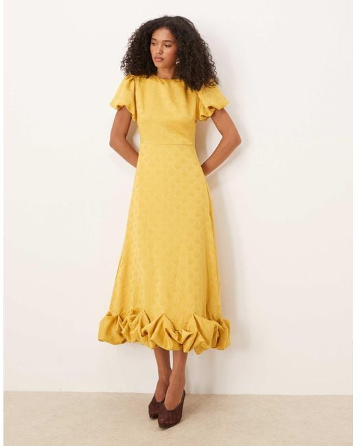 Sister Jane Yellow Puff Sleeve Bubble Hem Maxi Dress