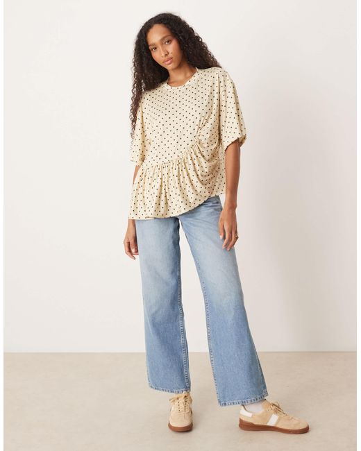 ASOS Brown Boxy Tee With Asymmetric Peplum Hem