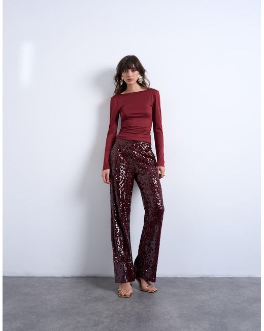 TOPSHOP Purple Sequin Tailored Trouser