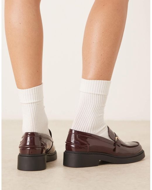 Glamorous Red Loafers With Buckle Detail