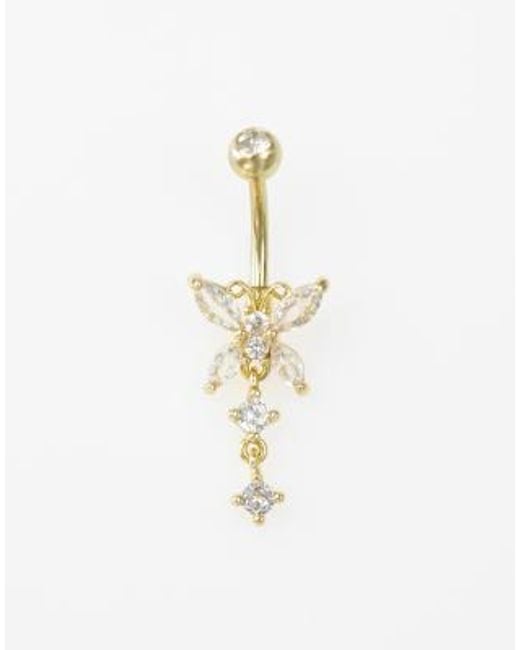 Lovisa White – vergoldetes bauchnabelpiercing aus chirurgenstahl mit glaskristall-verzierung