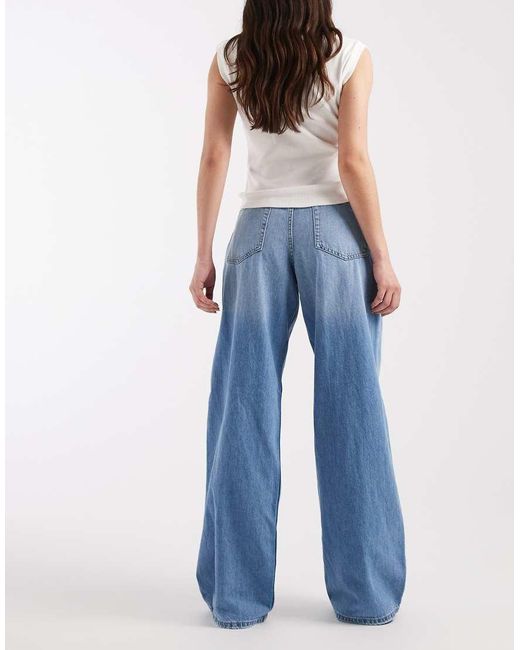 ONLY Blue Maya Mid Rise Wide Leg Jeans