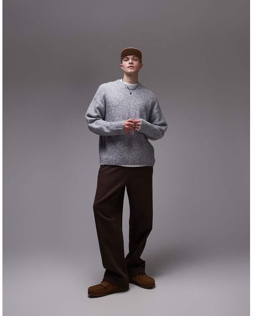 Topman Gray Relaxed Fit Jumper for men