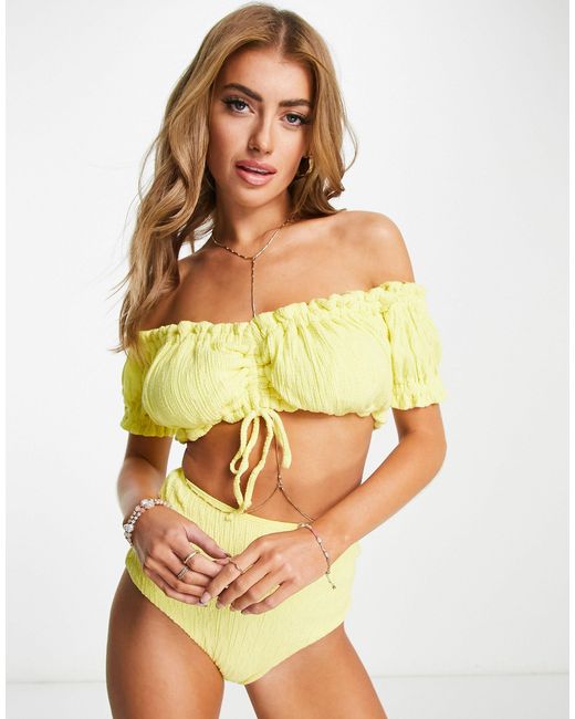ASOS Fuller Bust Milkmaid Bikini Top in Yellow | Lyst