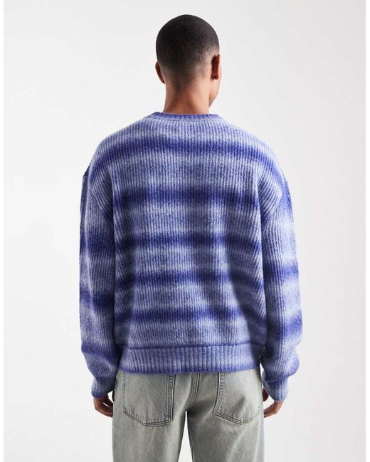HUGO Blue Hugo Sfusi Fuzzy Stripes Relaxed Fit Knit Sweater for men