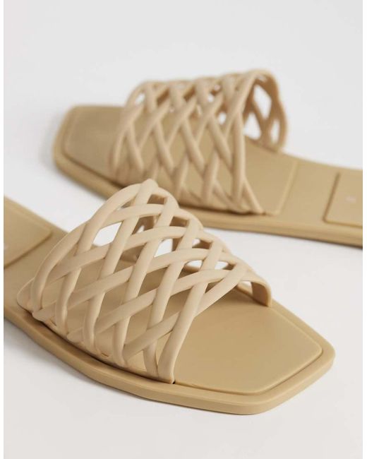 ASOS Natural Faris Woven Jelly Flat Mules