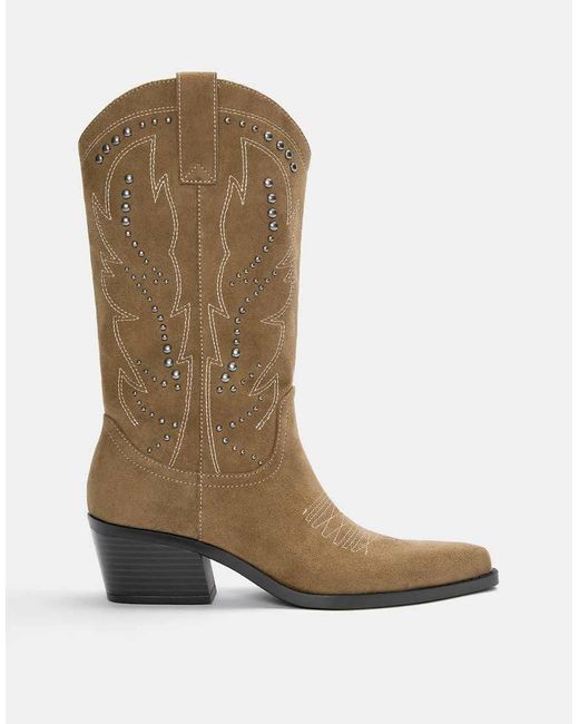 Pull&Bear Brown Cowboy Boots
