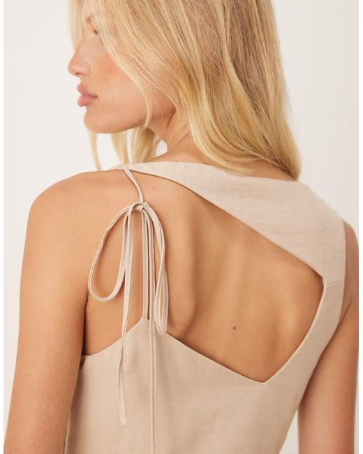 ASOS Natural Open Back Tucked Waist Detail Mini Dress