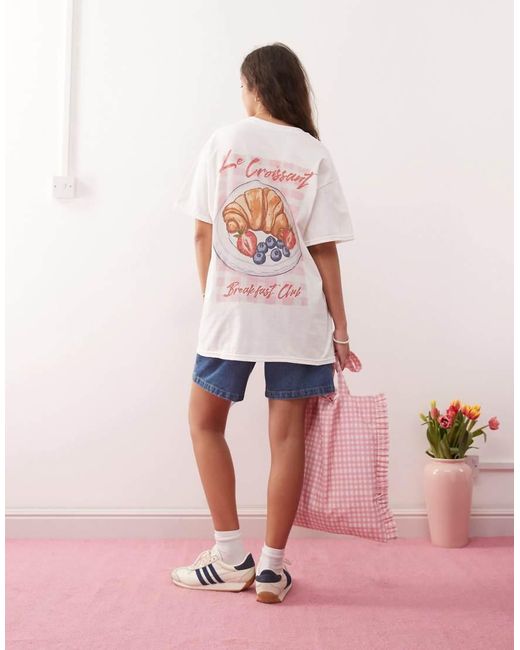 Miss Selfridge Pink Les Croissant Oversized Tee