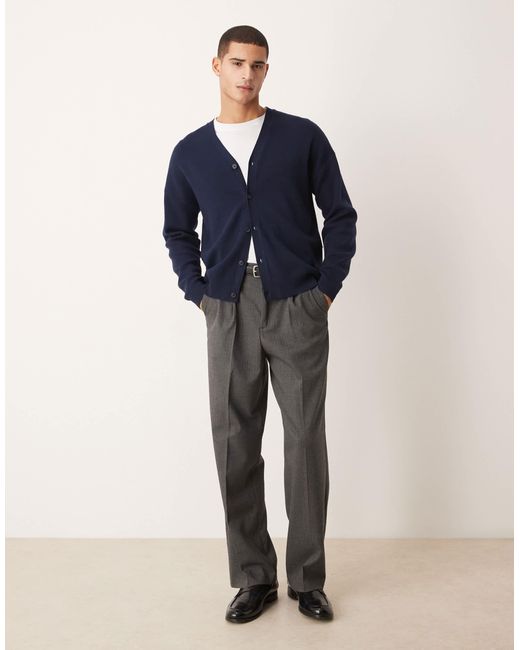 ASOS Blue Relaxed Knit V-neck Cardigan for men