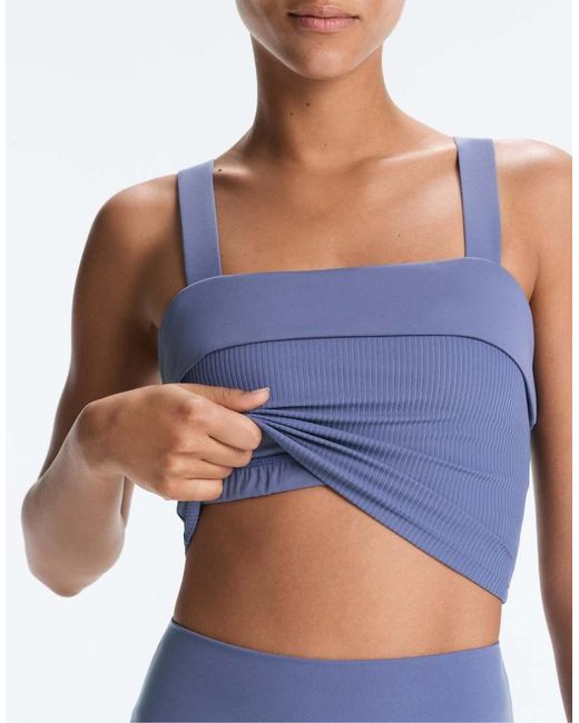 Oysho Blue Comfortlux Rib Turn-up Tank Top