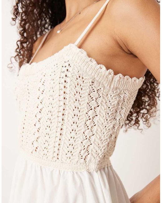 ASOS Natural Knit Poplin Mix Mini Dress