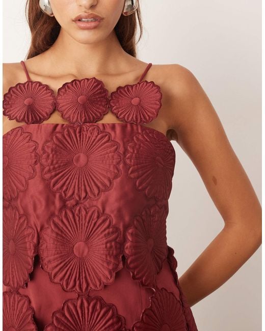 arrange cutwork floral midi dress with fringe hem in green Black Floral Jacquard Scallop Hem Midi Dress - All Dresses main image 1