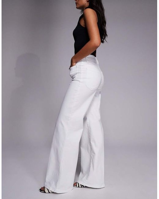 GOOD AMERICAN White Good Waist Front Pocket Detail Wide Leg Palazzo Jeans
