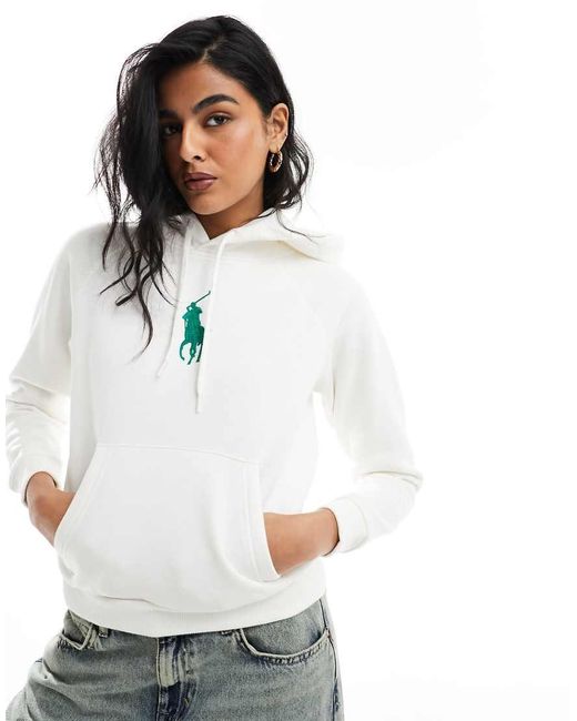 Sudadera Blanca Con Capucha Y Logo Grande En El Pecho De de Polo Ralph Lauren de color Blanco Lyst