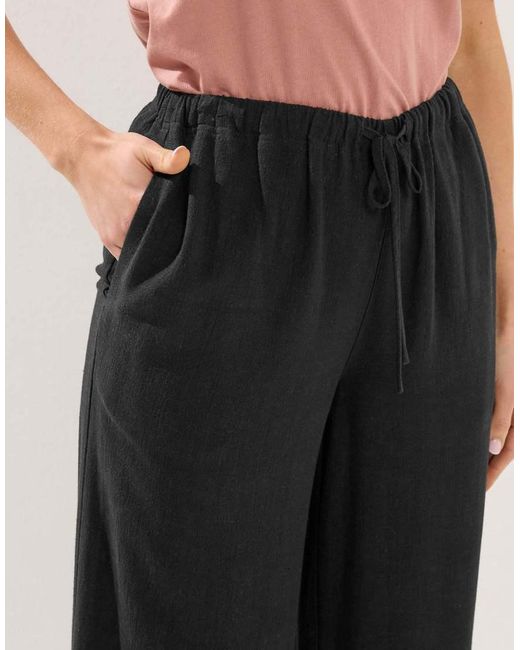 Long Tall Sally Black Wide Leg Linen Trousers