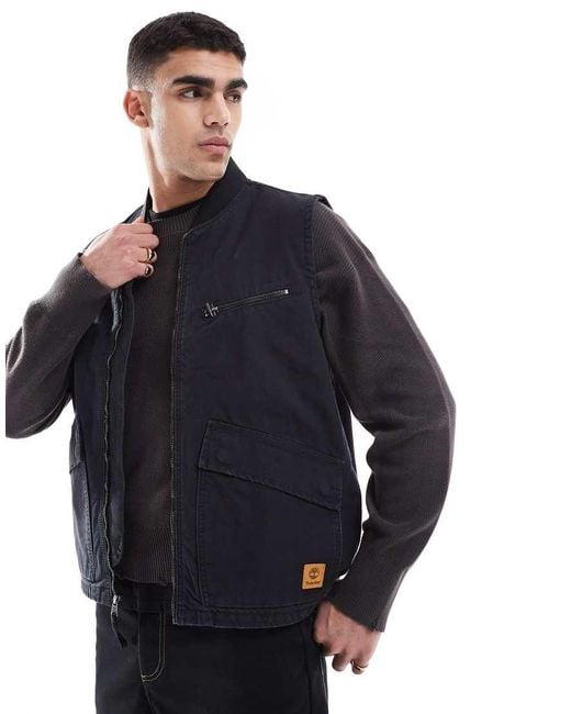 Timberland Blue Washed Canvas Vest for men