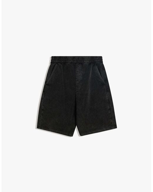 Bershka – bermuda-joggingshorts aus cord in Black für Herren