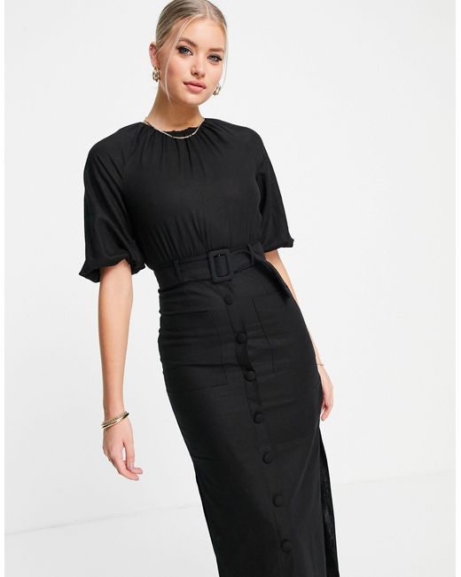 ASOS Asos Design Tall Linen Puff Sleeve 