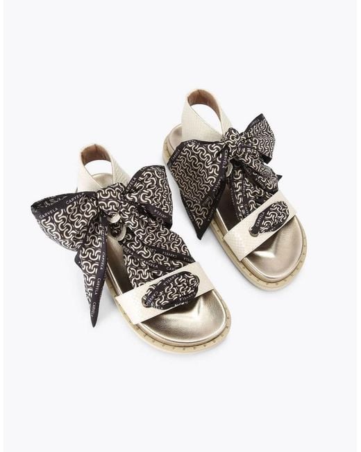 Carvela Kurt Geiger White Sorrento Scarf Sandal Flat Sandals