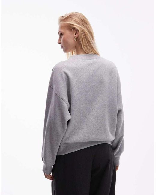 ARKET Gray Pure Cotton Oversized V Neck Sweatshirt