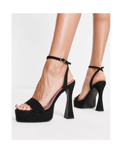 ASOS Noon Platform Barely There Heeled Sandals in Black | Lyst UK