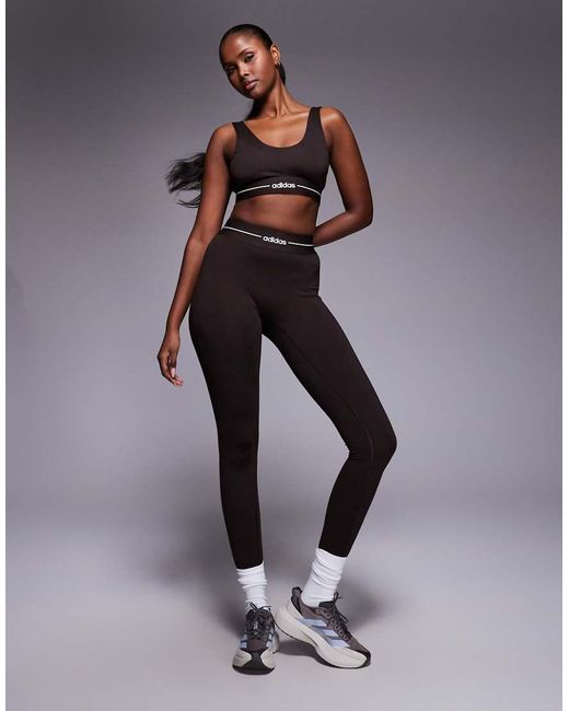 Adidas Originals Brown Adidas Training Hyperglam Linear Full Length Leggings