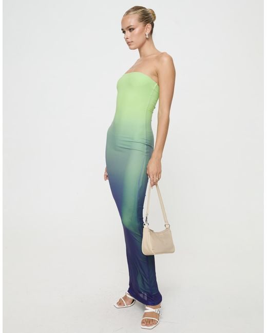 Princess Polly Green Stolen Love Bandeau Mesh Maxi Dress