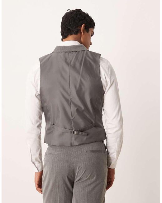 ASOS Gray Pinstripe Slim Waistcoat for men